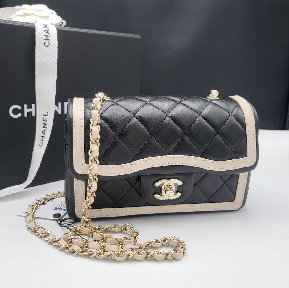 Brand new authentic Chanel two-tone mini flap bag from 23B